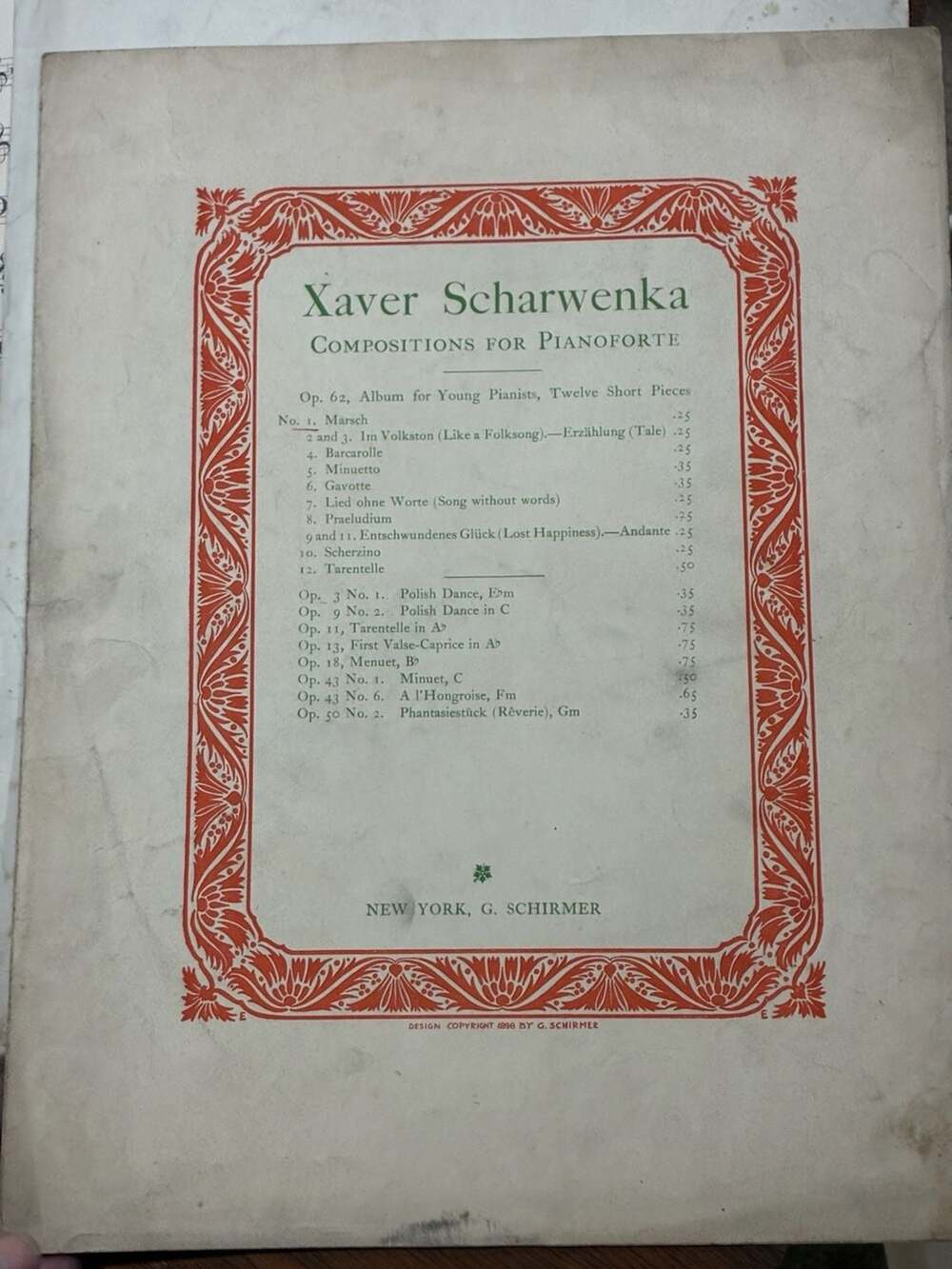 Xaver Scharwenka Album For Young Pianists Op. 62 No. 1